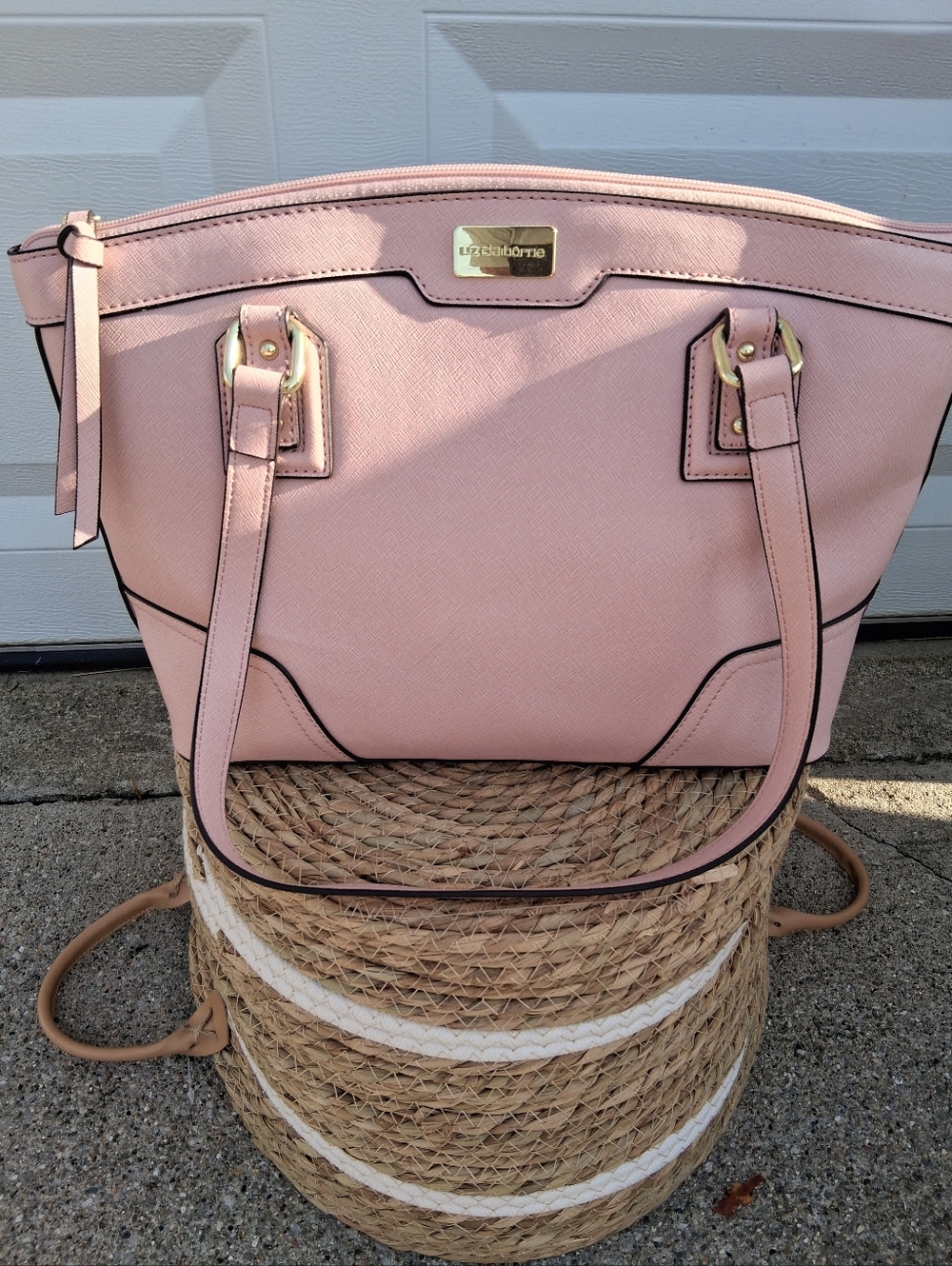 Liz Claiborne Blush Pink Saffiano Tote with Gold Accents